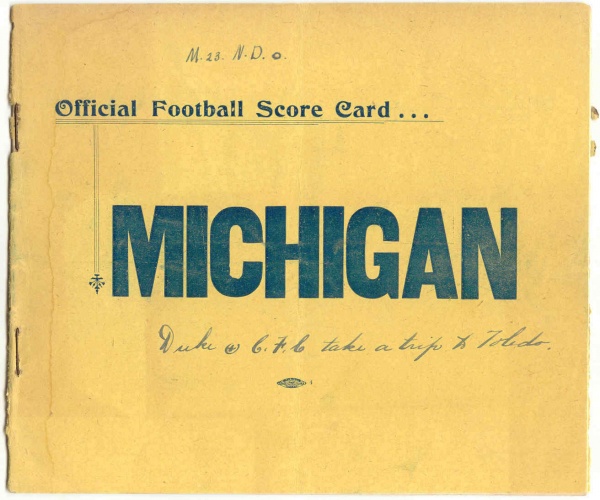 Oct. 18 1902 University of Michigan vs. Notre Dame Football Program ORIGINAL
